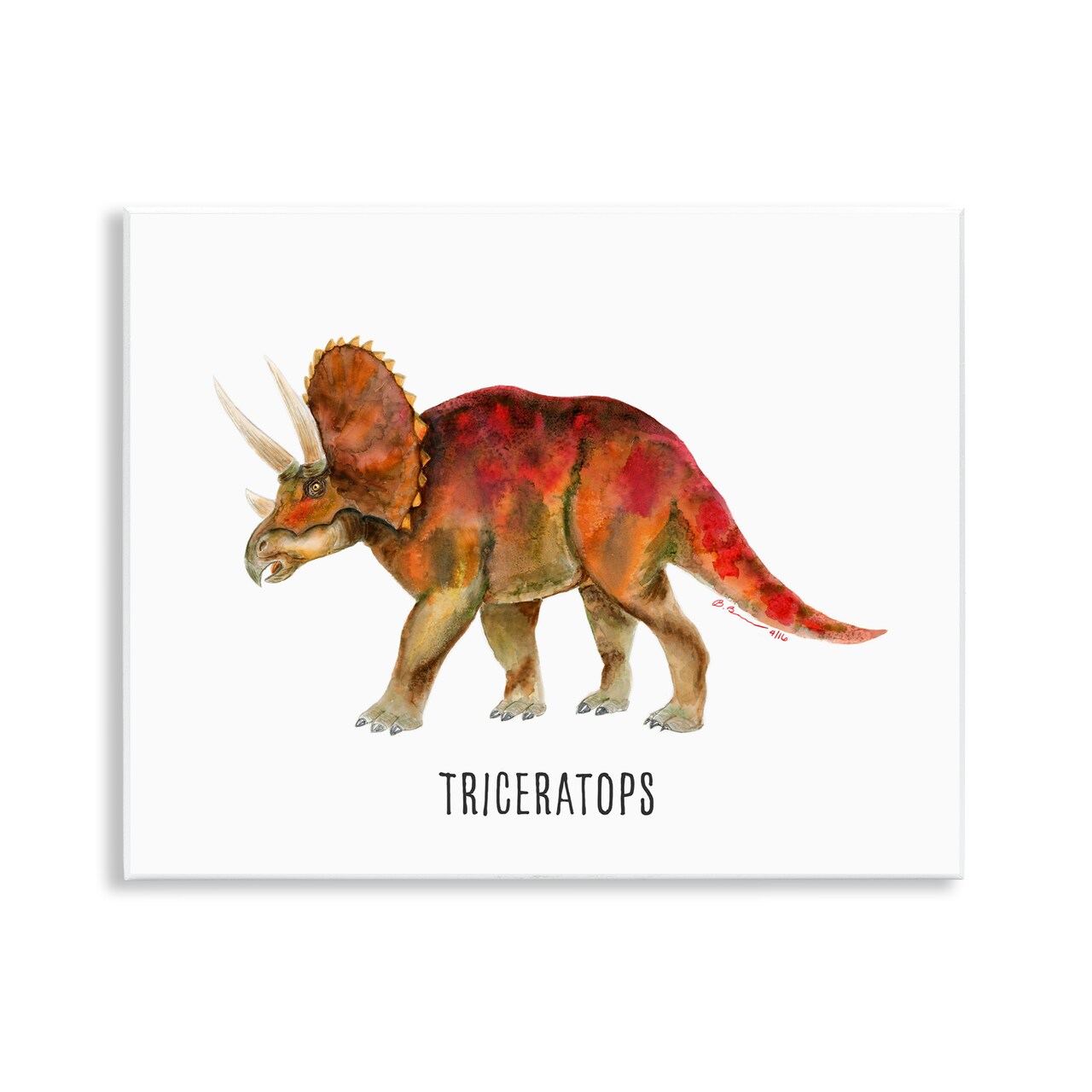 Stupell Industries Triceratops Dinosaur Learning Wall Plaque Art Design by Brett Blumenthal